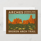 Arches National Park Utah Broken Arch Trail Retro Briefkaart (Voorkant / Achterkant)