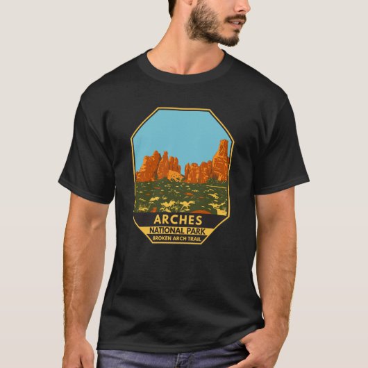 Arches National Park Utah Broken Arch Trail Retro T-shirt (Voorkant)