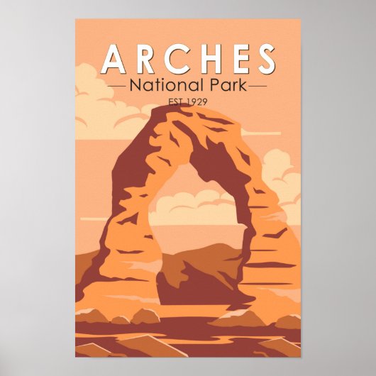 Arches National Park Utah Delicate Arch Retro Poster (Voorkant)