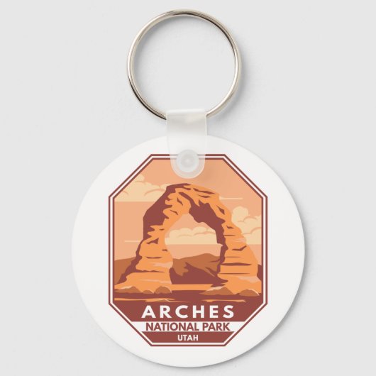 Arches National Park Utah Delicate Arch Retro Sleutelhanger (Voorkant)