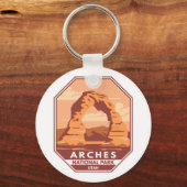 Arches National Park Utah Delicate Arch Retro Sleutelhanger (Voorkant)