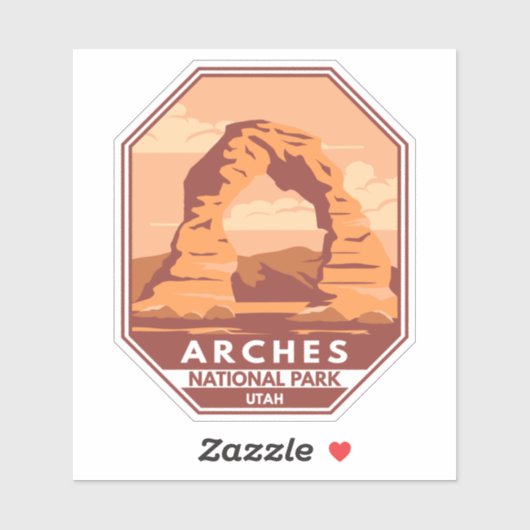 Arches National Park Utah Delicate Arch Retro Sticker (Vel)