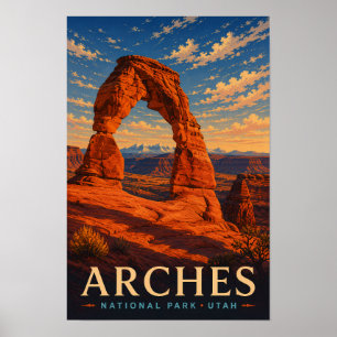 Arches National Park Utah Moderne Houtsnede Reis Poster