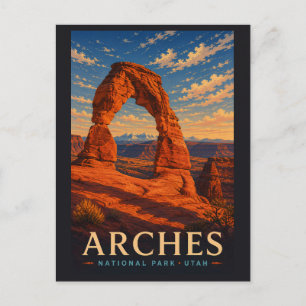 Arches National Park Utah Moderne Houtsnede Reizen Briefkaart