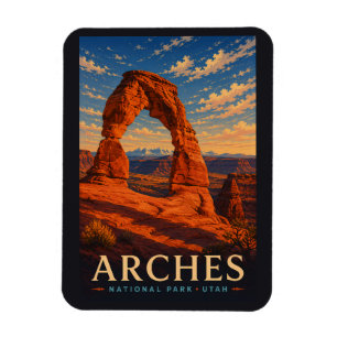 Arches National Park Utah Moderne Houtsnede Reizen Magneet