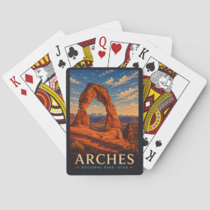 Arches National Park Utah Moderne Houtsnede Reizen Pokerkaarten