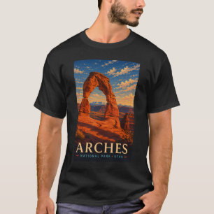 Arches National Park Utah Moderne Houtsnede Reizen T-shirt