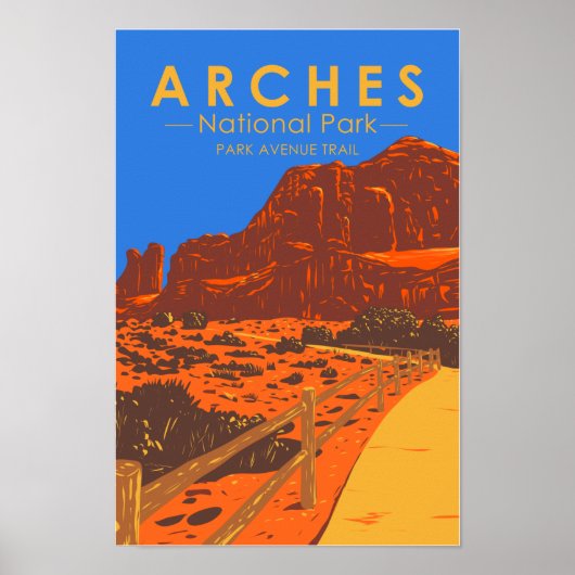 Arches National Park Utah Park Avenue Trail Poster (Voorkant)