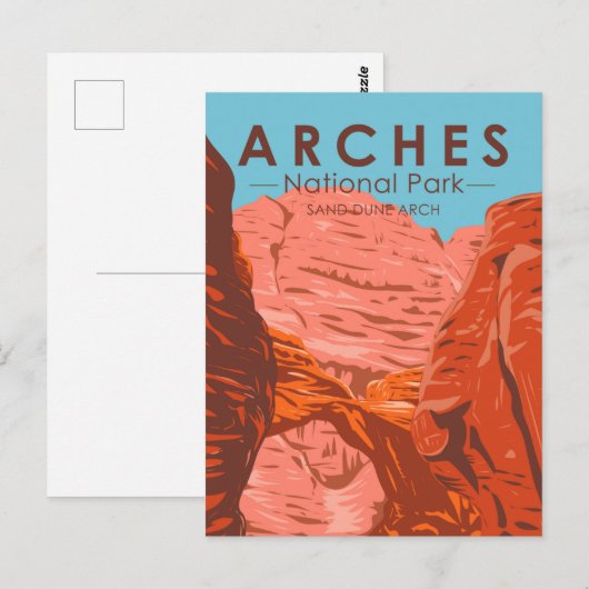 Arches National Park Utah Sand Dune Arch Briefkaart (Voorkant / Achterkant)