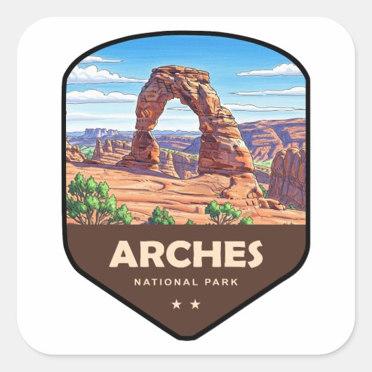 Arches National Park Utah Schild Vierkante Sticker (Voorkant)
