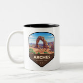 Arches National Park Utah Shield Tweekleurige Koffiemok (Links)