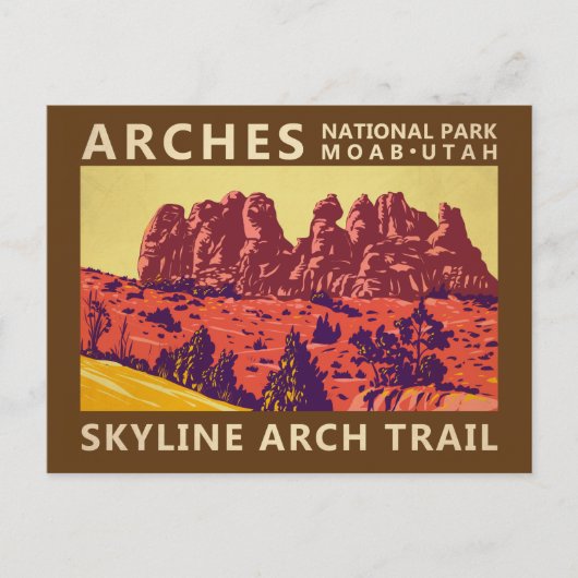 Arches National Park Utah Skyline Arch Trail Retro Briefkaart (Voorkant)