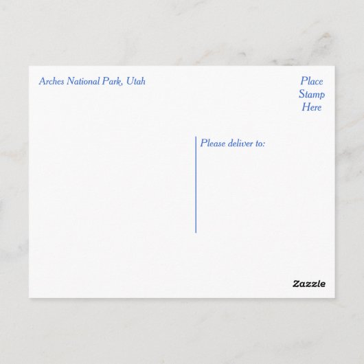 Arches National Park, Utah, Verenigde Staten Briefkaart (Achterkant)
