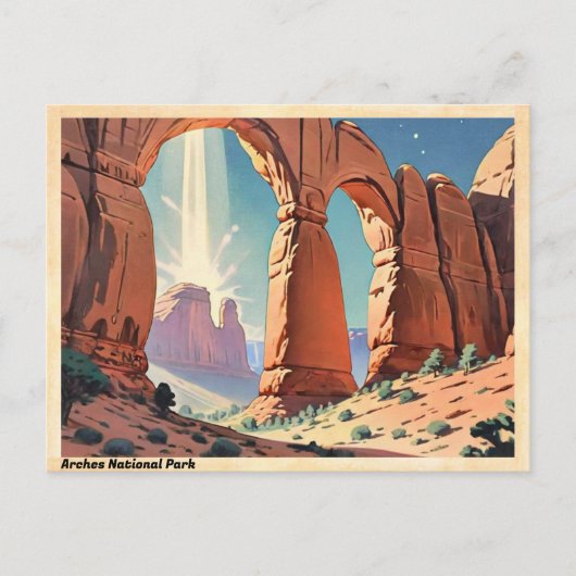 Arches National Park Utah Vintage Reizen Briefkaart (Voorkant)