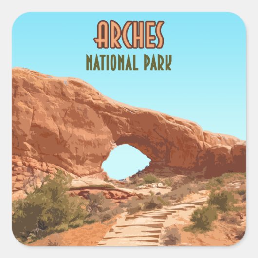 Arches National Park Utah Vintage Vierkante Sticker (Voorkant)