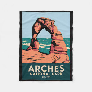 Arches National Park Vintage Kamperen Wandelen Man Fleece Deken