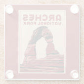 Arches National Park Vintage Reiskunst Glazen Onderzetter (Achterkant)