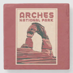 Arches National Park Vintage Reiskunst Stenen Onderzetter