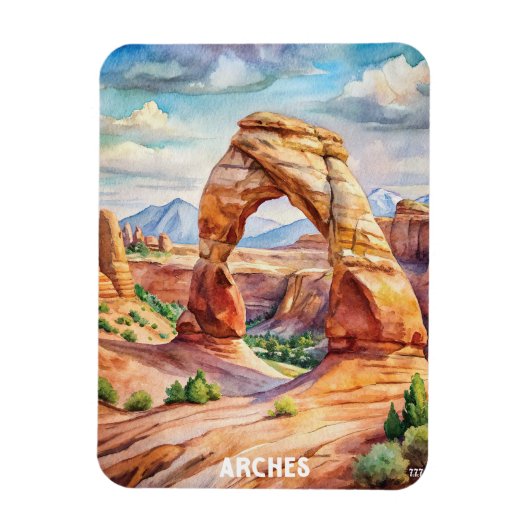 Arches National Park Waterverf Schilderij Magneet (Verticaal)