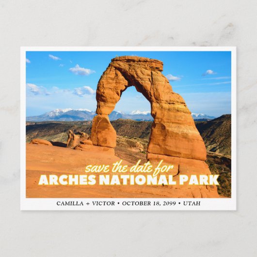 Arches National Park Wedding Sla de datum op Briefkaart (Voorkant)