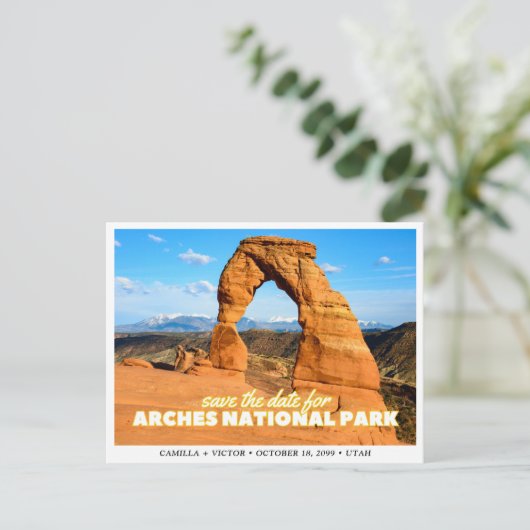 Arches National Park Wedding Sla de datum op Briefkaart (Staand voorkant)