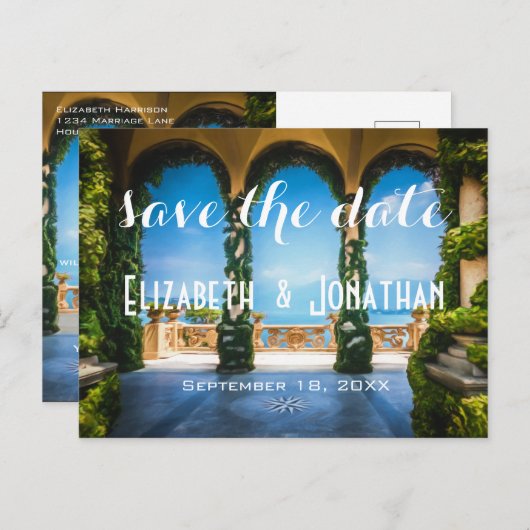 Arches of Italy Elegant Save The Date ZZ Aankondigingskaart (Voorkant / Achterkant)