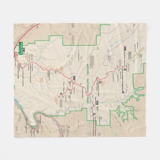 Arches op kaart vlootsdeken fleece deken (Voorkant (Horizontaal))