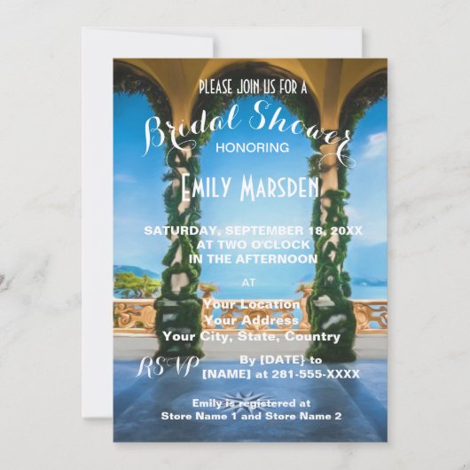 Arches van Italië Elegant Bridal Shower Invitation Kaart (Voorkant)