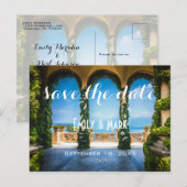 Arches van Italië Elegant Save the Date Aankondigingskaart (Voorkant / Achterkant)