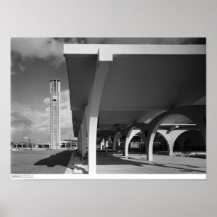 Arches voor ingang van bibliotheek, bleektower op  poster