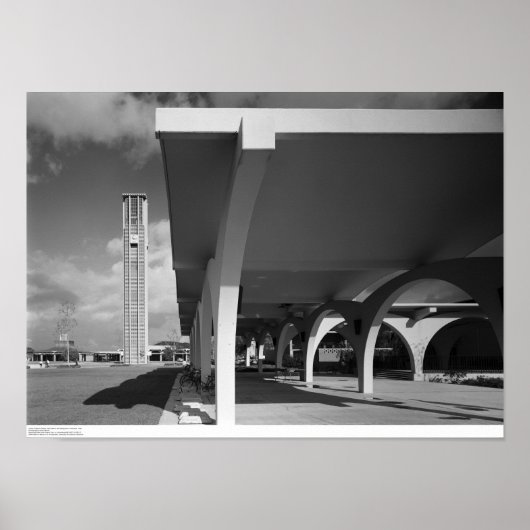 Arches voor ingang van bibliotheek, bleektower op  poster (Voorkant)