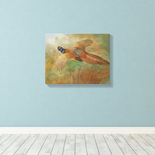 Archibald Thorburn Flying Pheasant Bird schilderij Canvas Afdruk (Insitu (Houten vloer))