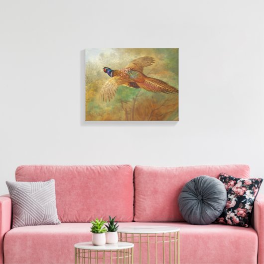 Archibald Thorburn Flying Pheasant Bird schilderij Canvas Afdruk (Insitu (Woonkamer))