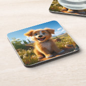 Archie - Geel Lab Retriever Puppy Bier Onderzetter (Linkerzijde)