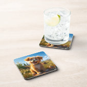 Archie - Geel Lab Retriever Puppy Bier Onderzetter (Rechterzijde)