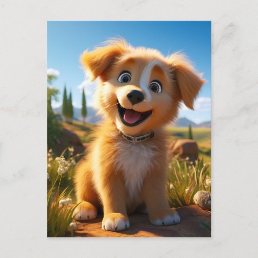 Archie - Geel Lab Retriever Puppy Briefkaart (Voorkant)