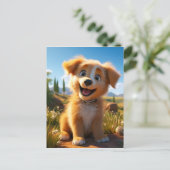 Archie - Geel Lab Retriever Puppy Feestdagenkaart (Staand voorkant)