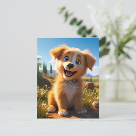 Archie - Geel Lab Retriever Puppy Feestdagenkaart (Staand voorkant)