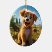 Archie - Geel Lab Retriever Puppy Keramisch Ornament (Rechts)