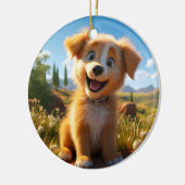 Archie - Geel Lab Retriever Puppy Keramisch Ornament (Links)