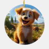 Archie - Geel Lab Retriever Puppy Keramisch Ornament (Achterkant)