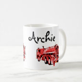Archie naam met Red Fire Truck Koffiemok (Voorkant rechts)