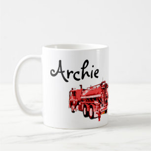 Archie naam met Red Fire Truck Koffiemok