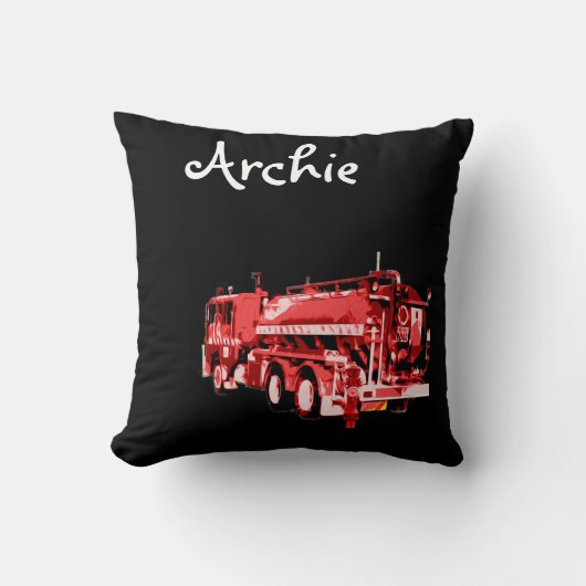 Archie naam met Red Fire Truck Kussen (Voorkant)