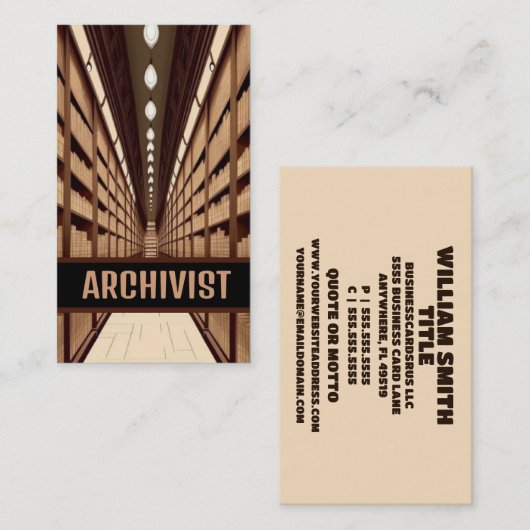 Archief Bibliotheek Archivist Visitekaartje (Voorkant / Achterkant)