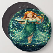 Archief Melkweg: Virgo Oneindige Bibliothecaris Ronde Button 6,0 Cm (Voorkant /achterkant)