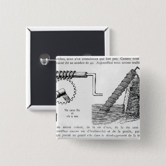 Archimedesschroef Vierkante Button 5,1 Cm (Voorkant /achterkant)