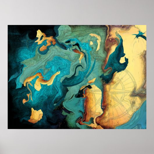 Archipelago Abstract Aquarmarine Poster (Voorkant)