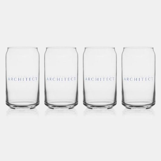ARCHITECT 16 oz Drinkglazen Set (4) / Navy Blikvorm Glas (Voorkant)