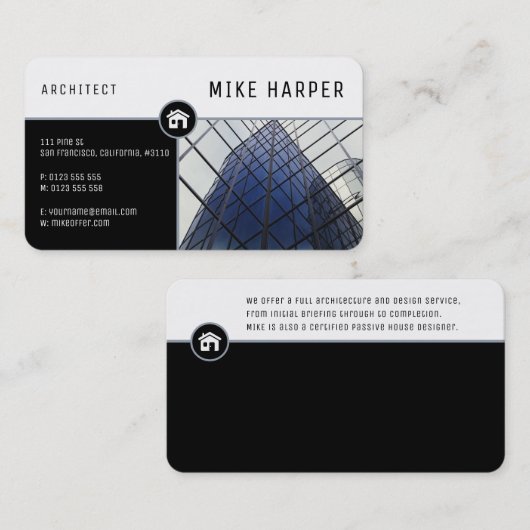 Architect | Architectuur Design zwart Visitekaartje (Voorkant / Achterkant)